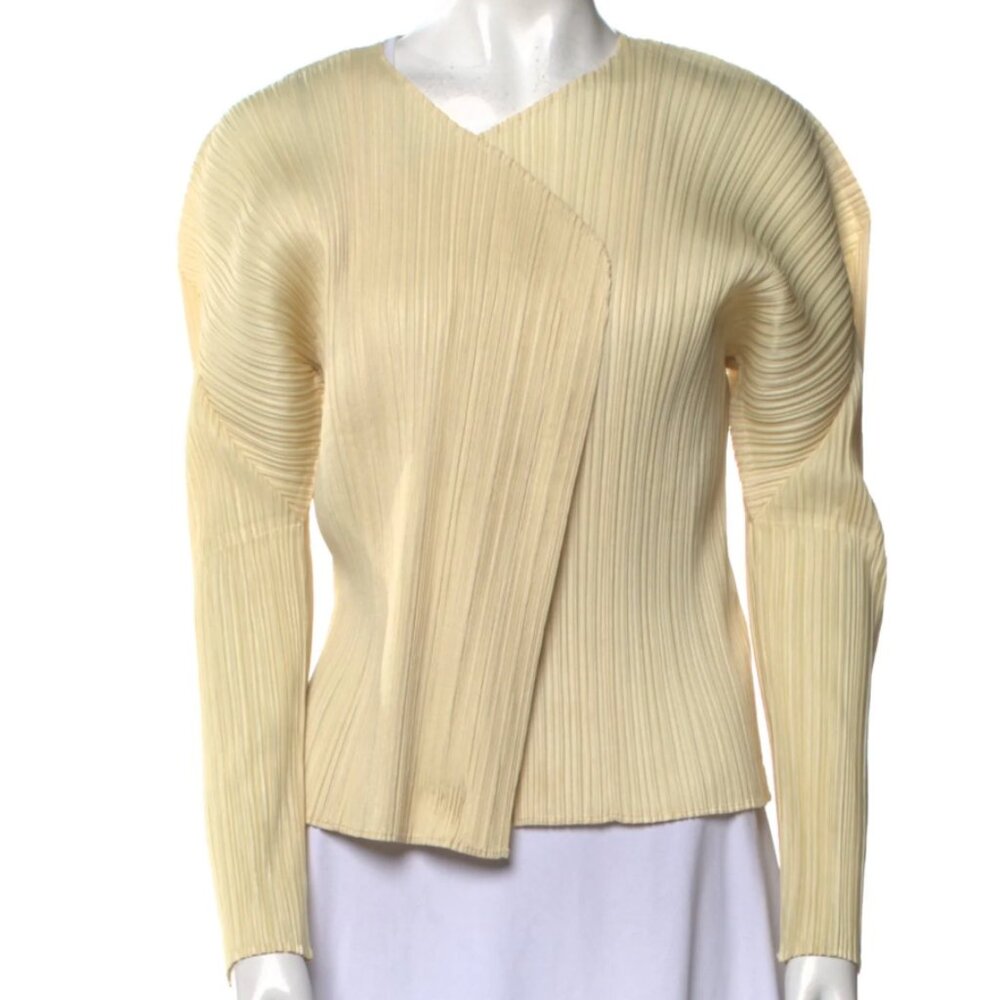 Issey Miyake Pleats Please Yellow Cardigan Size 3
